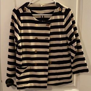 J. Crew Striped Double Breasted Knit Blazer